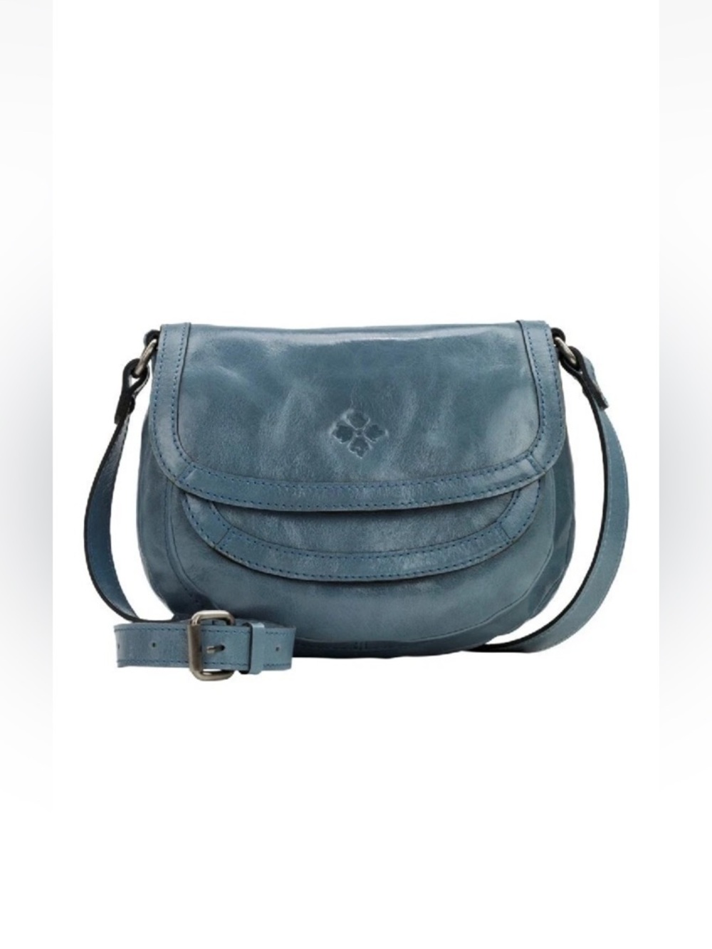 Patricia Nash Ryton Crossbody Bag Nappa Oil Waxed Leather Safflower Blue Purse